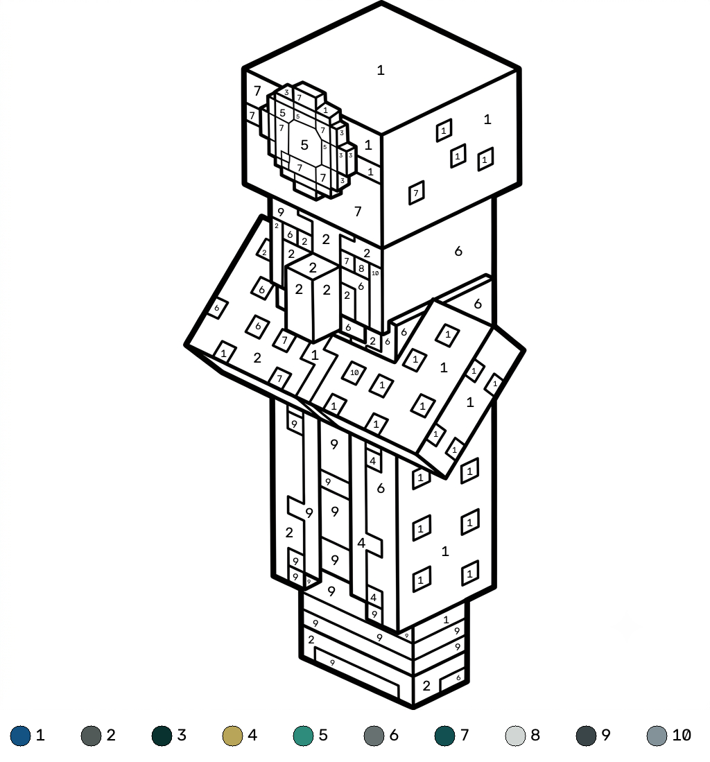 páginas para colorear kawaii lindas Illusioner Minecraft coloring by numbers