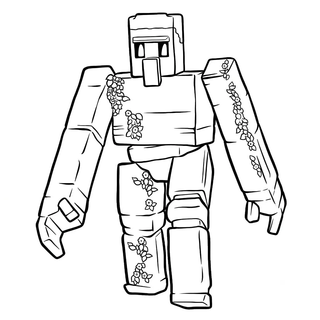 páginas para colorear imprimibles Iron Golem Minecraft