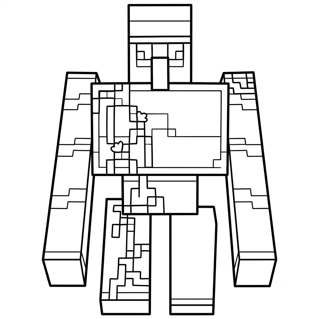 páginas para colorear gratis Iron Golem Minecraft para niños
