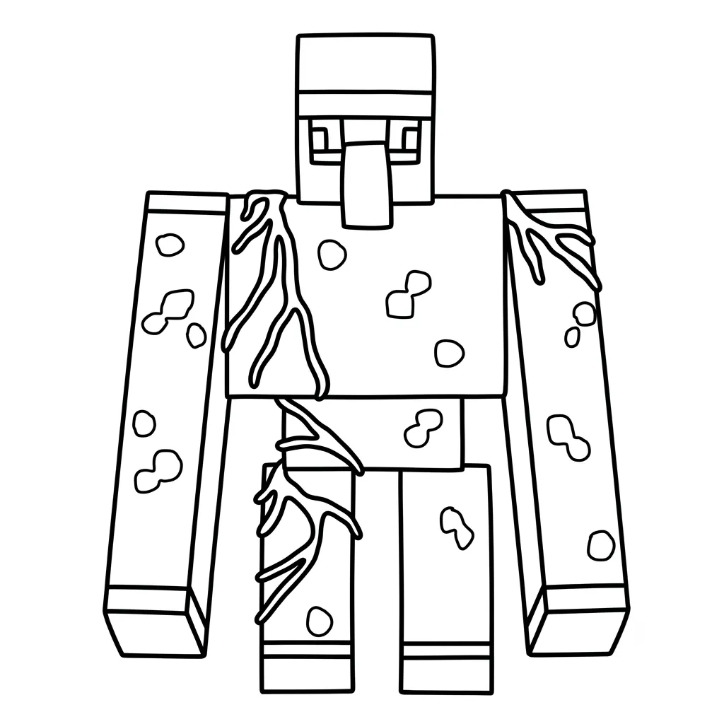 páginas para colorear lindas y fáciles de Iron Golem Minecraft