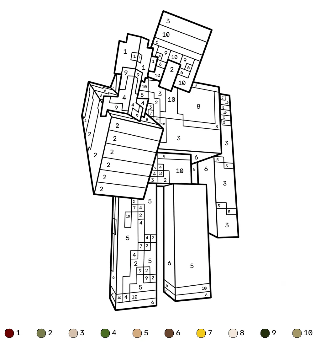 dibujos para colorear grinch Iron Golem Minecraft coloring by numbers
