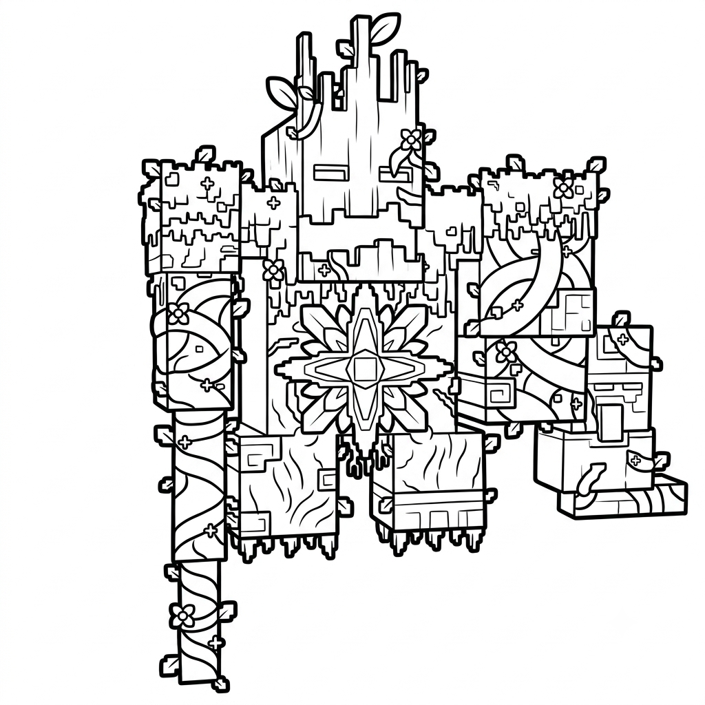 Jungle Abomination Minecraft páginas para colorear para adultos fáciles