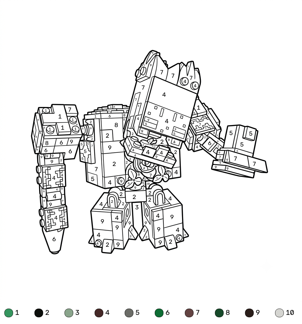 páginas para colorear imprimibles gratis Jungle Abomination Minecraft coloring by numbers