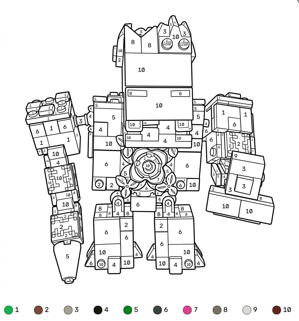 colorear páginas de Jungle Abomination Minecraft coloring by numbers