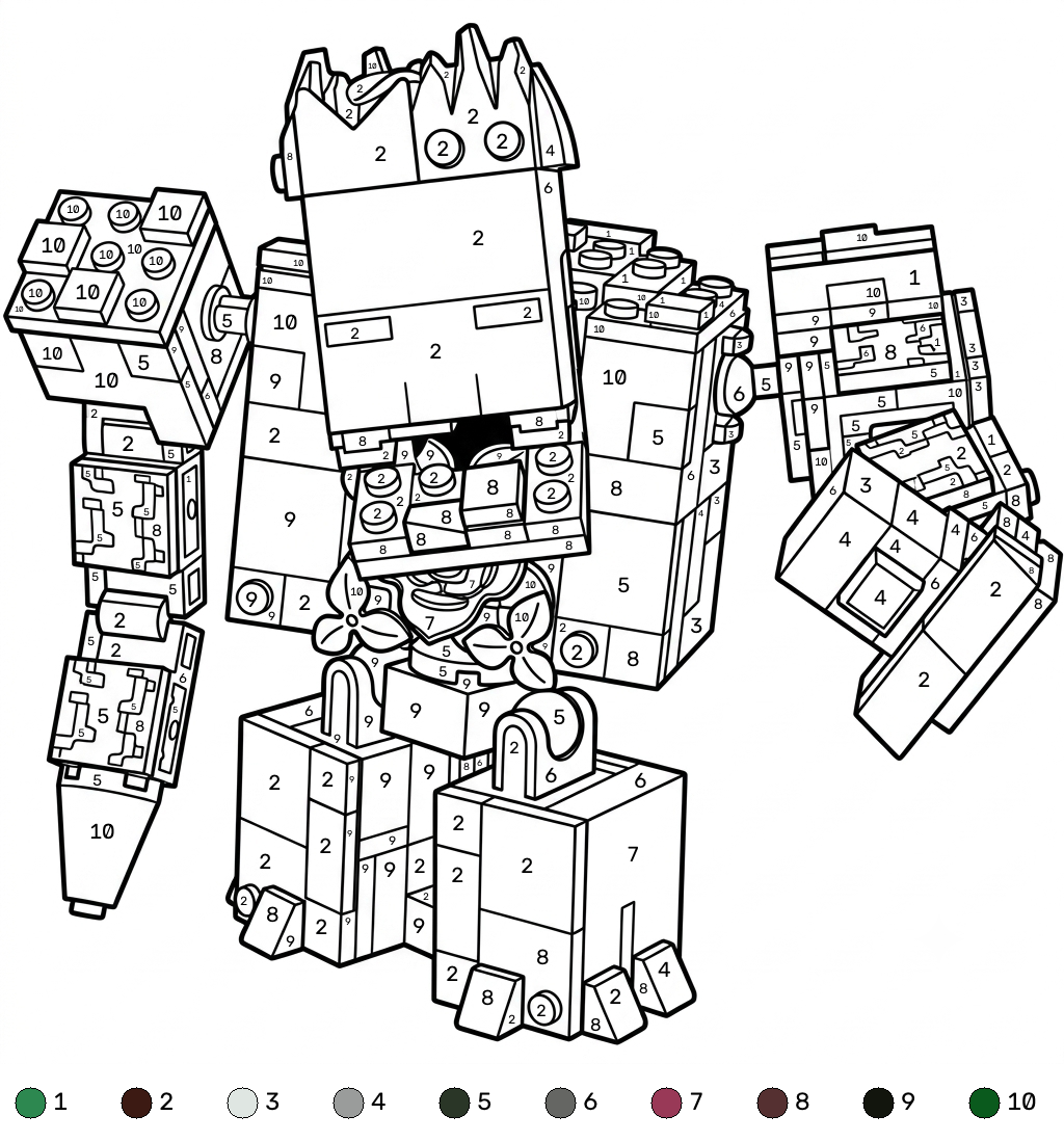 dibujos para colorear Jungle Abomination Minecraft coloring by numbers
