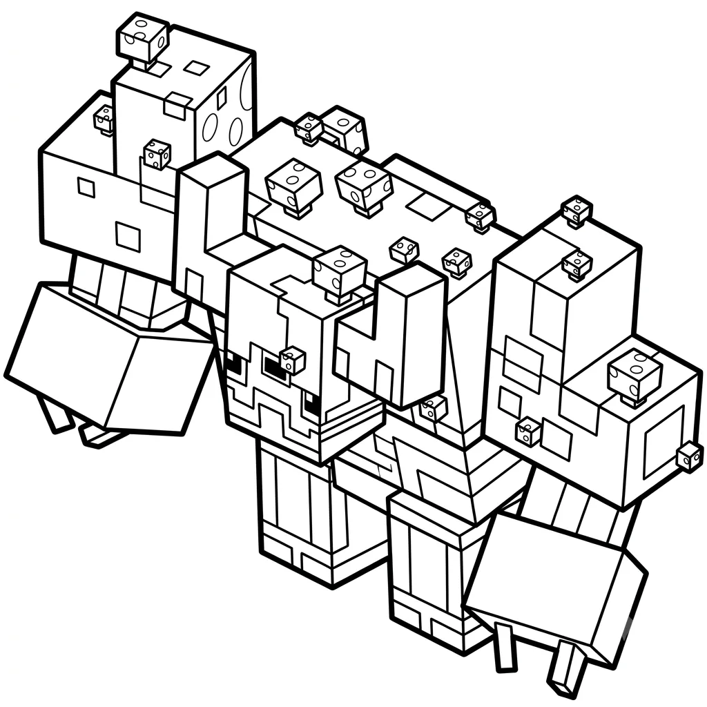 páginas para colorear gratis Mooshroom Monstrosity Minecraft