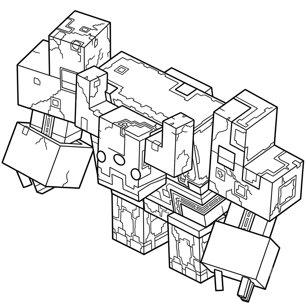 páginas para colorear detalladas de Mooshroom Monstrosity Minecraft para adultos