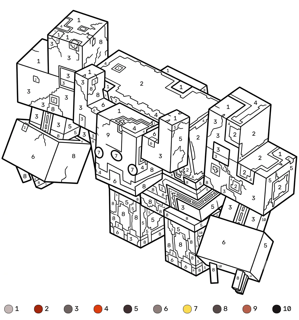 dibujos para colorear Mooshroom Monstrosity Minecraft coloring by numbers