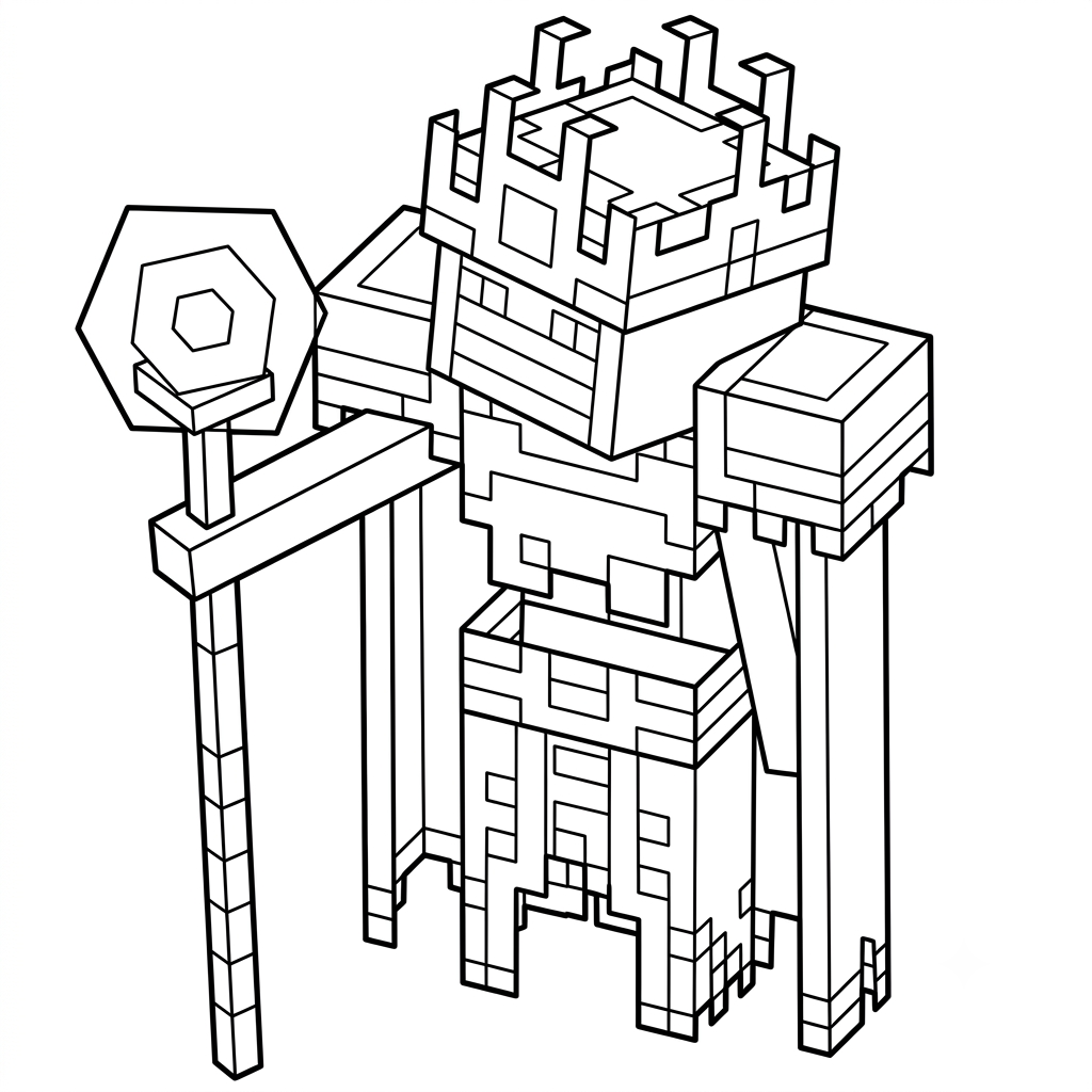 páginas para colorear gratis para adultos Necromancer Minecraft