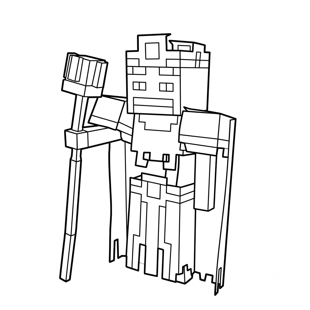 páginas para colorear imprimibles Necromancer Minecraft