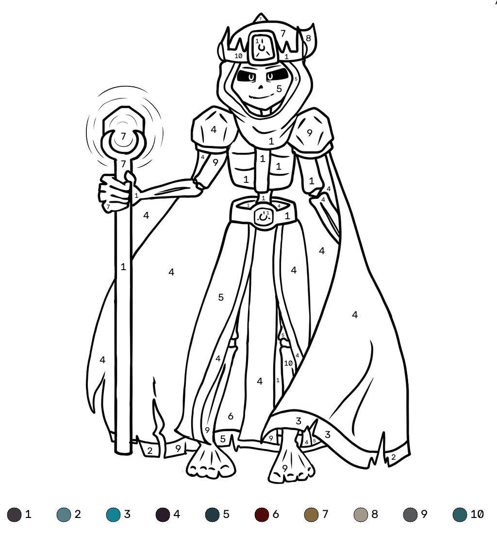 páginas para colorear para imprimir gratis Necromancer Minecraft coloring by numbers