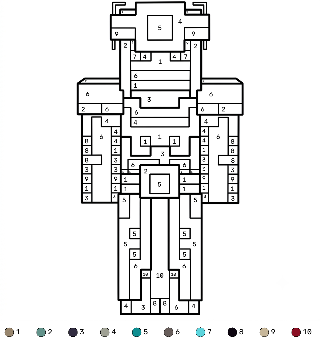 páginas para colorear imprimibles Necromancer Minecraft coloring by numbers