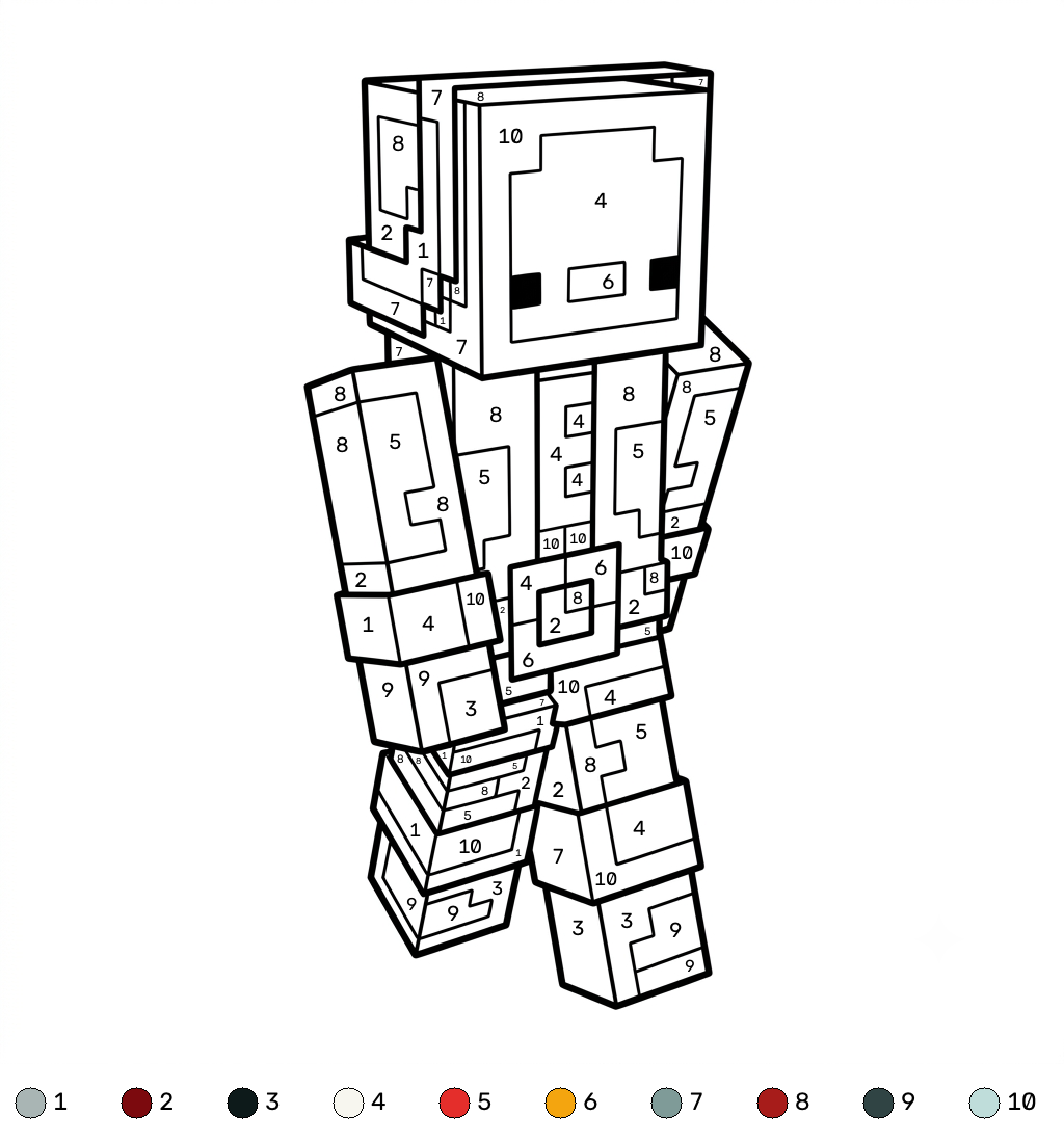 Penguin Onesie Minecraft 13 Penguin Onesie Minecraft coloring by numbers páginas para colorear gratis
