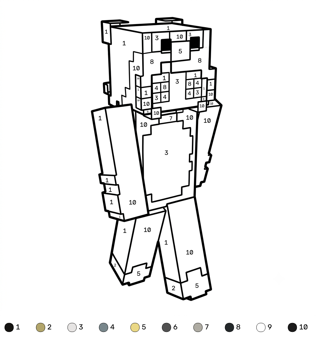 Penguin Onesie Minecraft 21 dibujos para colorear grinch Penguin Onesie Minecraft coloring by numbers