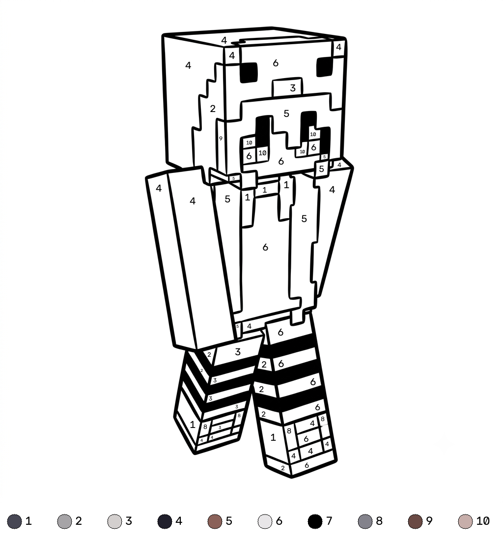 Penguin Onesie Minecraft 20 Penguin Onesie Minecraft coloring by numbers páginas para colorear