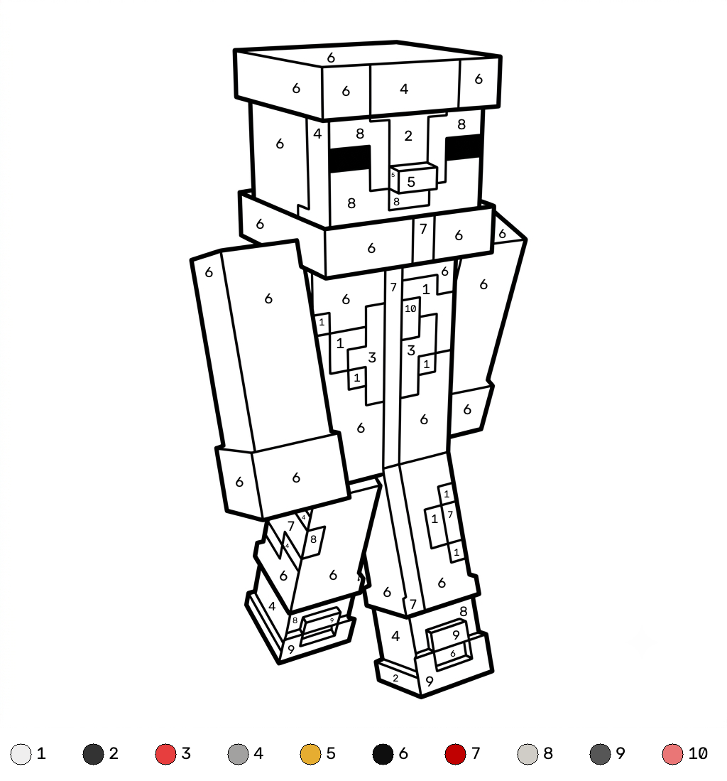 Penguin Onesie Minecraft 18 lindas páginas para colorear Penguin Onesie Minecraft coloring by numbers
