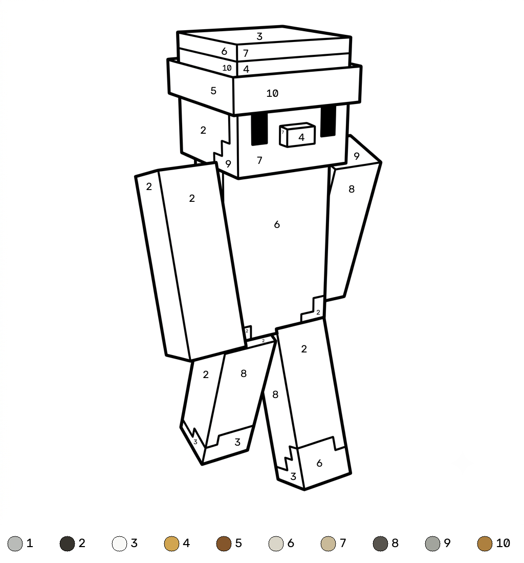 Penguin Onesie Minecraft 17 Penguin Onesie Minecraft coloring by numbers páginas para colorear de adornos