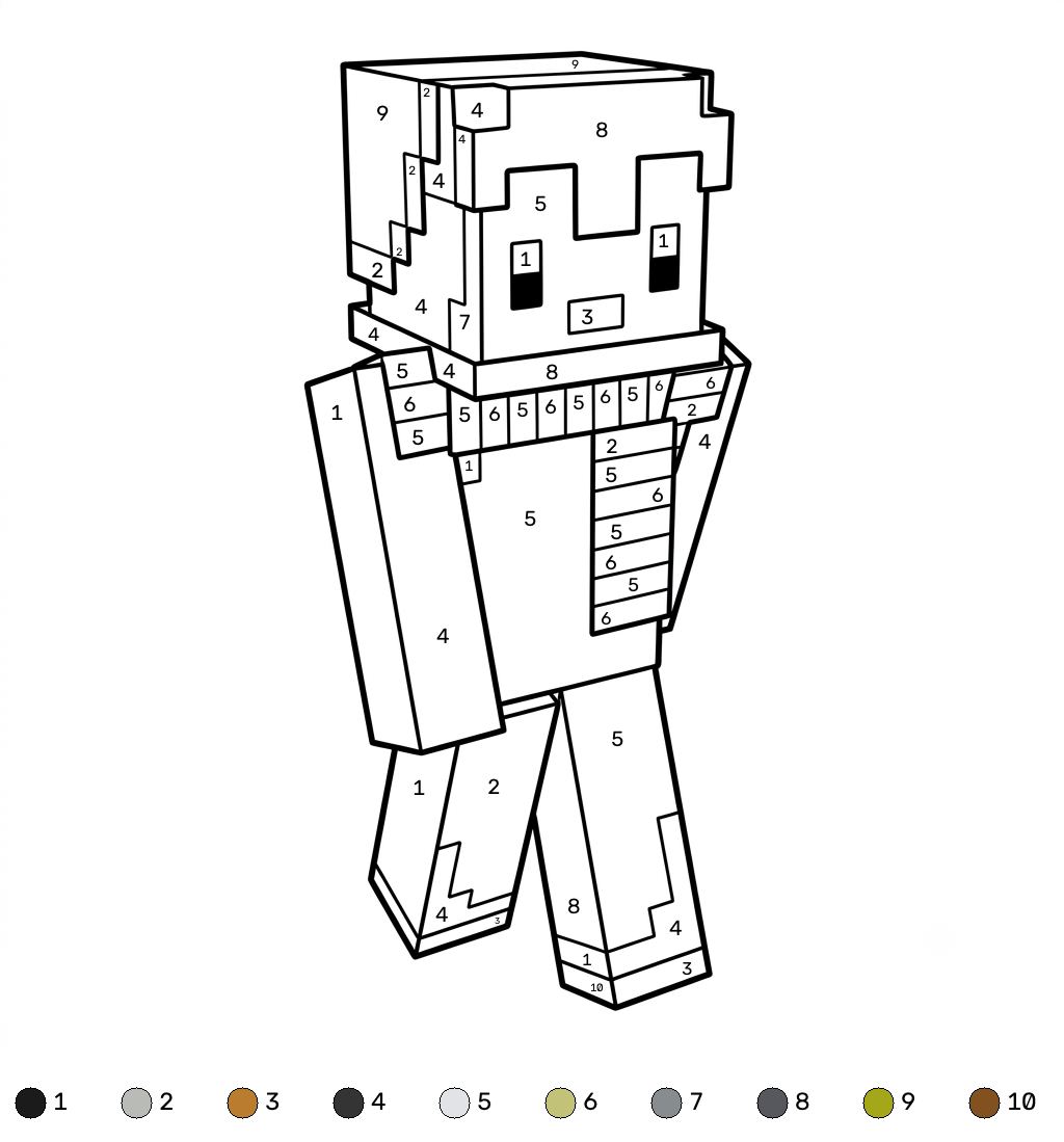 Penguin Onesie Minecraft 16 Penguin Onesie Minecraft coloring by numbers dibujos para colorear grinch