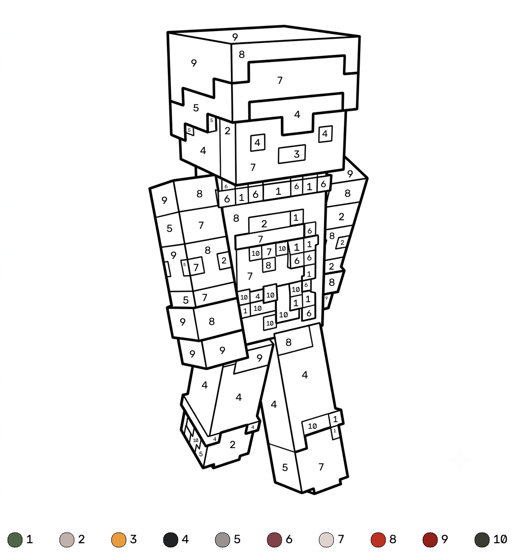 Penguin Onesie Minecraft 14 Penguin Onesie Minecraft coloring by numbers páginas para colorear para adultos fáciles