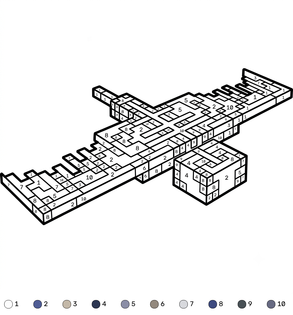 páginas para colorear imprimibles gratis Phantom Minecraft coloring by numbers