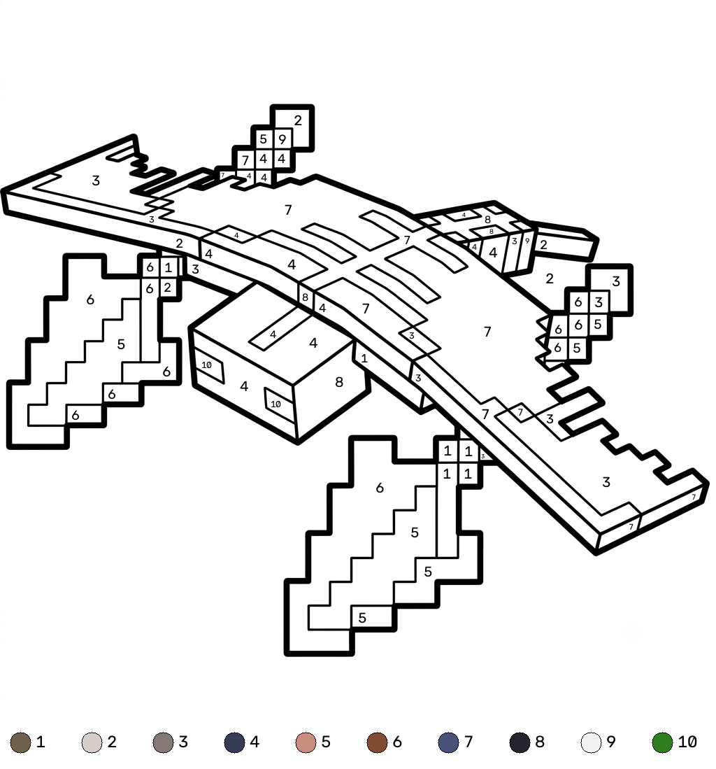 páginas para colorear para Phantom Minecraft coloring by numbers