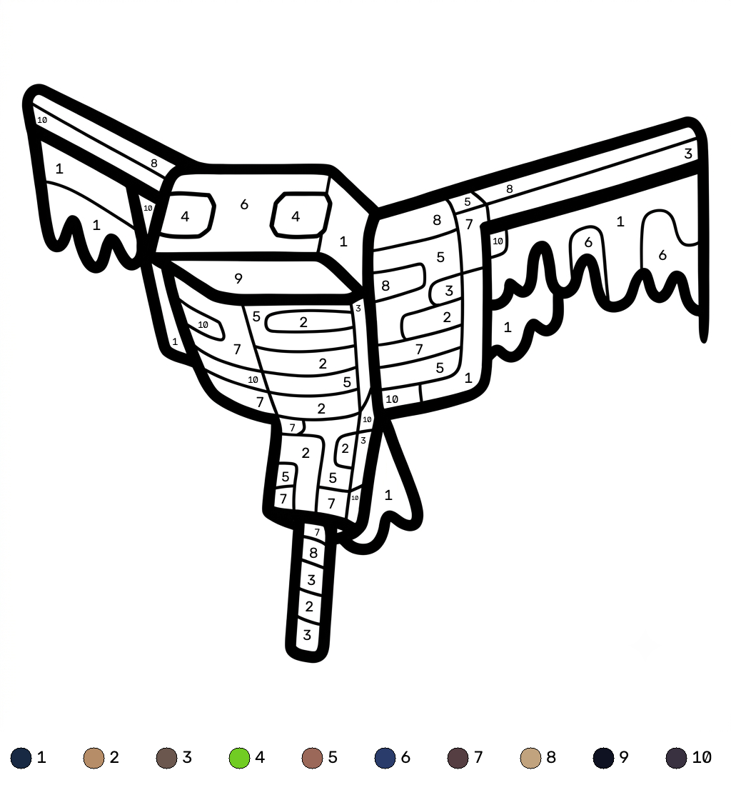 Phantom Minecraft coloring by numbers páginas para colorear imprimibles