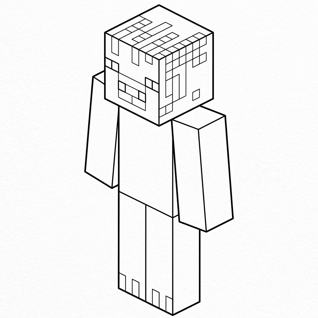 páginas para colorear gratis para adultos Pig Onesie Minecraft 2