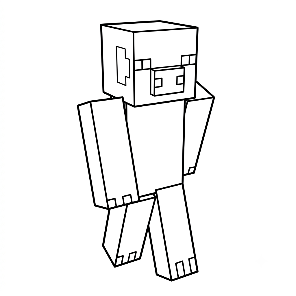 páginas para colorear gratis para adultos Pig Onesie Minecraft 1