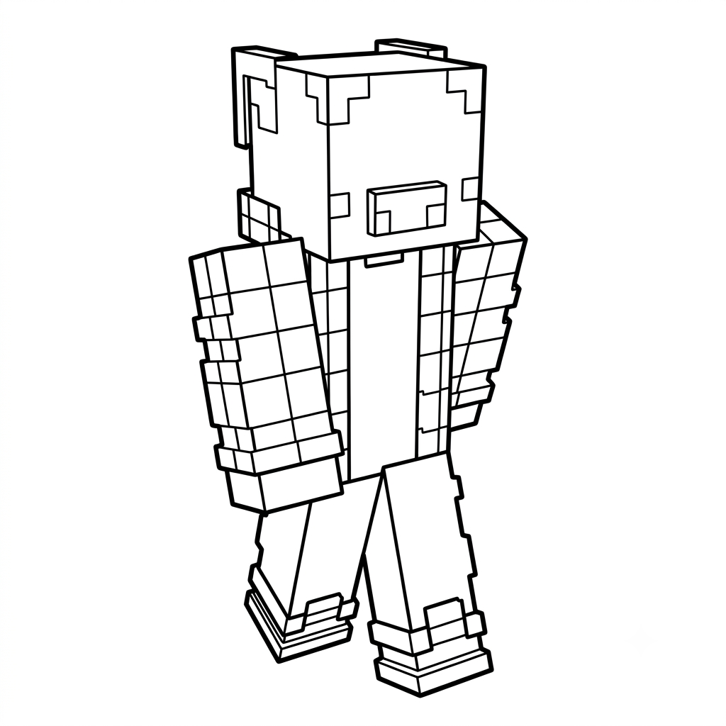 Pig Onesie Minecraft páginas para colorear para adultos
