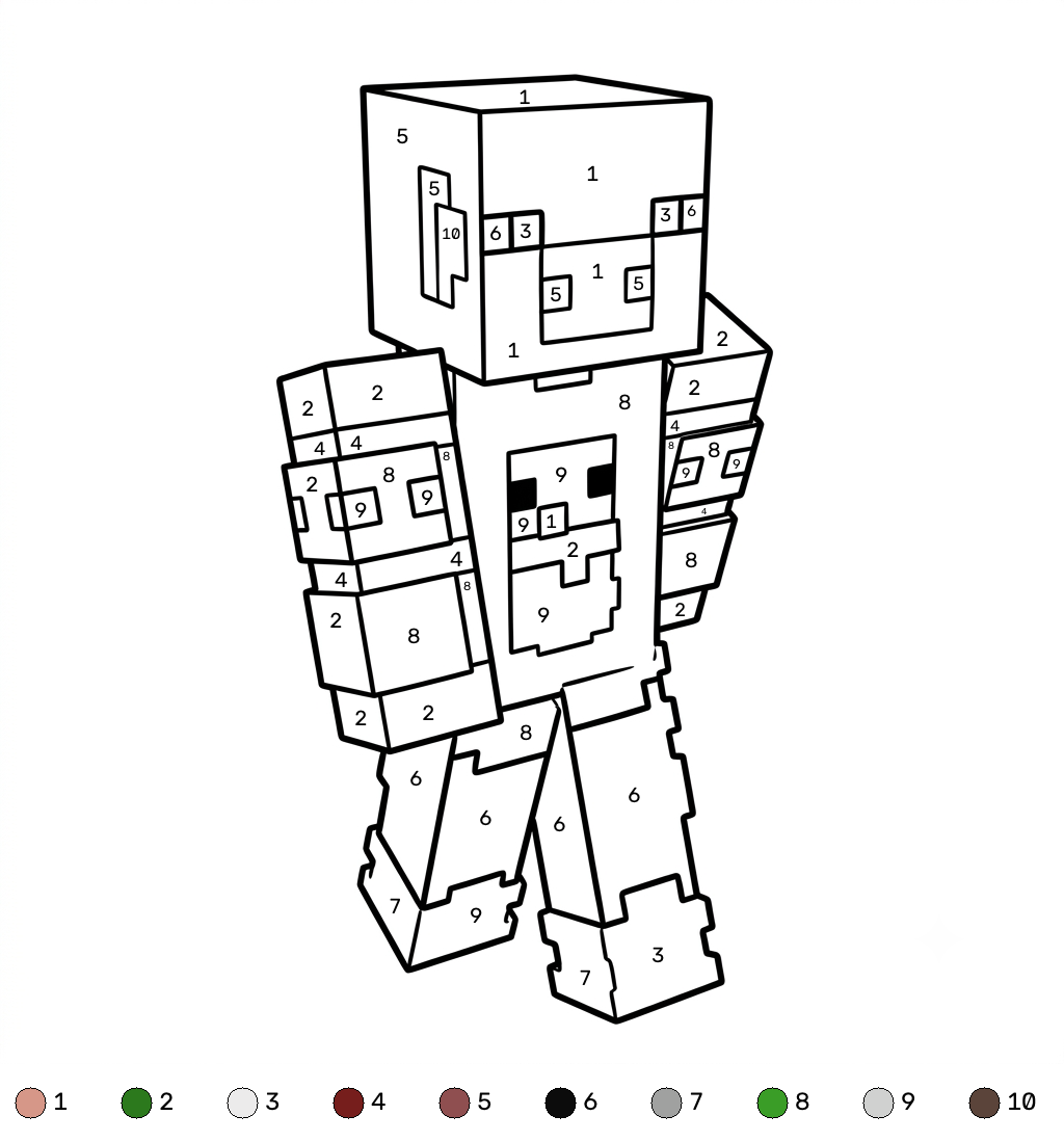 dibujos para colorear grinch Pig Onesie Minecraft coloring by number