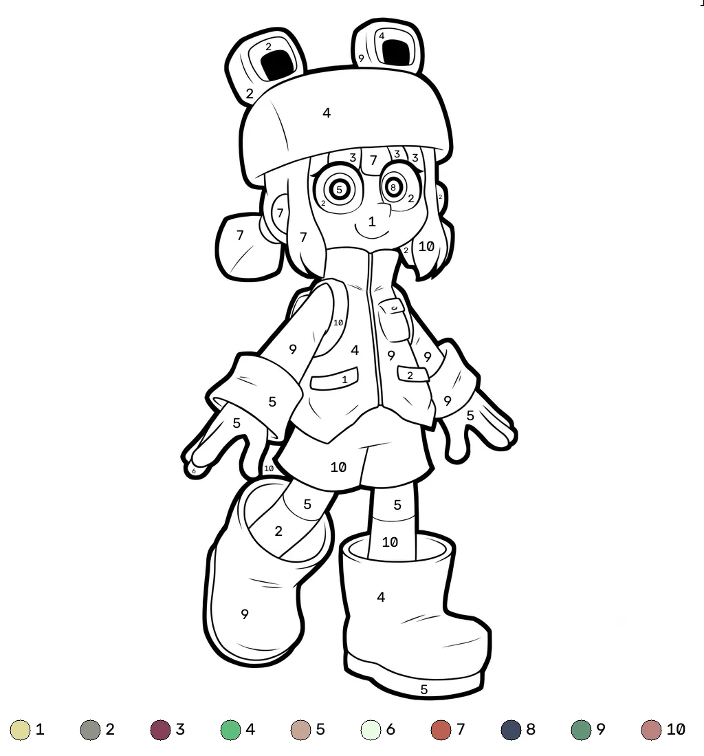 Rana Minecraft coloring by numbers páginas para colorear para adultos