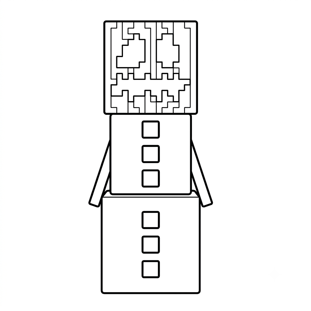 páginas para colorear imprimibles Snow Golem Minecraft para adultos