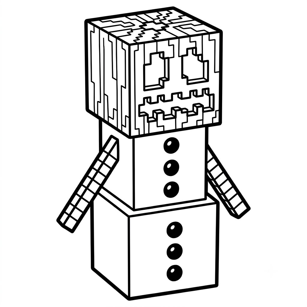 páginas para colorear imprimibles Snow Golem Minecraft
