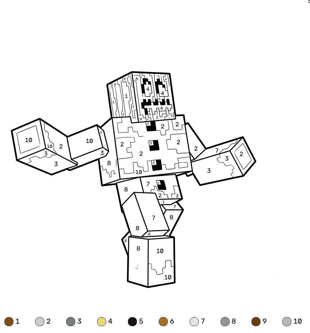 páginas para colorear gratis Snow Golem Minecraft coloring by numbers