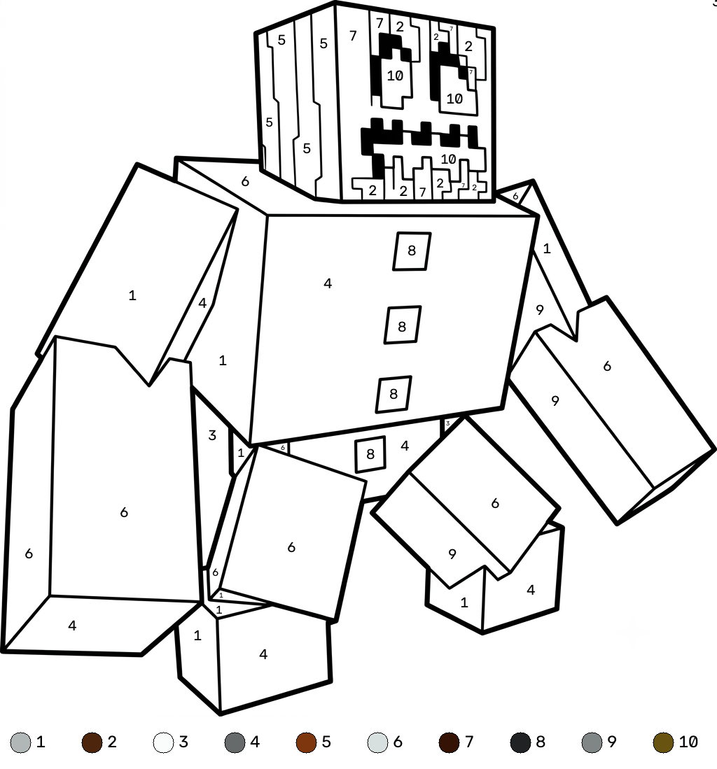 dibujos para colorear grinch Snow Golem Minecraft coloring by numbers