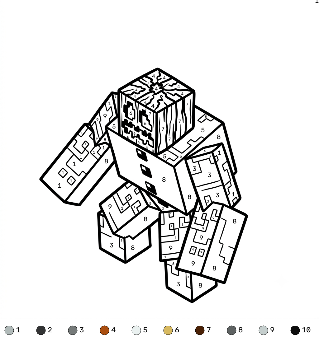 Snow Golem Minecraft coloring by numbers dibujos para colorear grinch