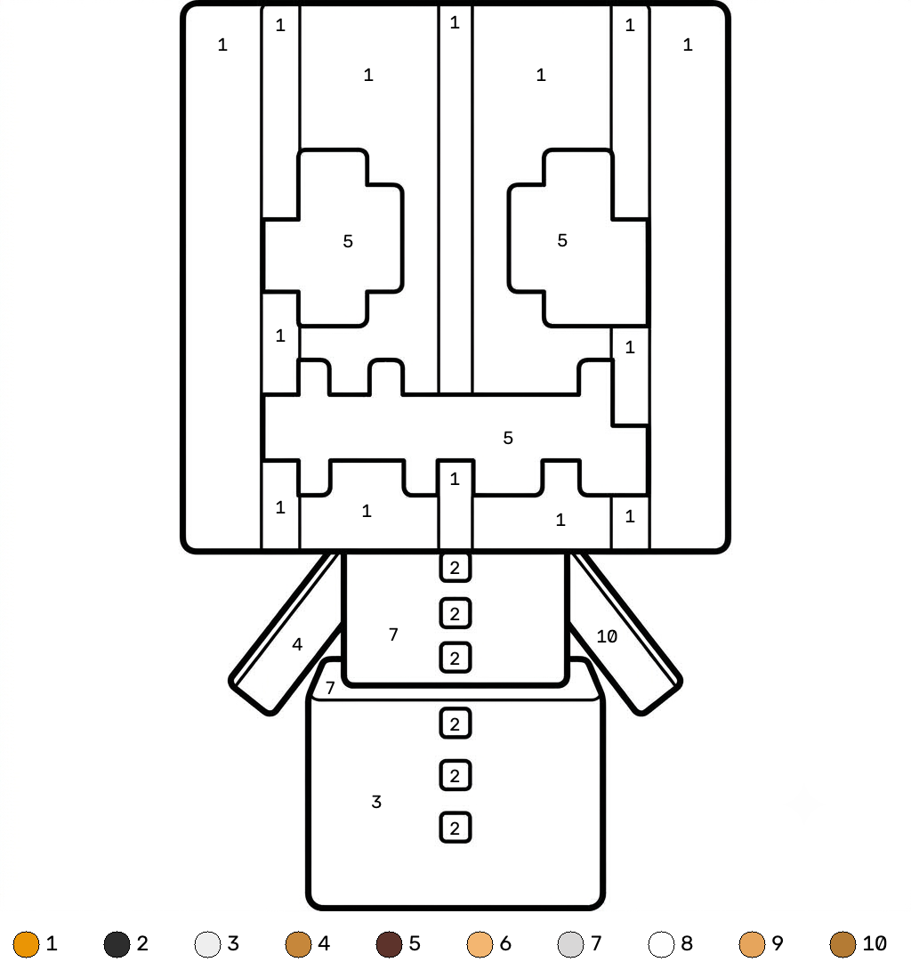 páginas para colorear Snow Golem Minecraft coloring by numbers
