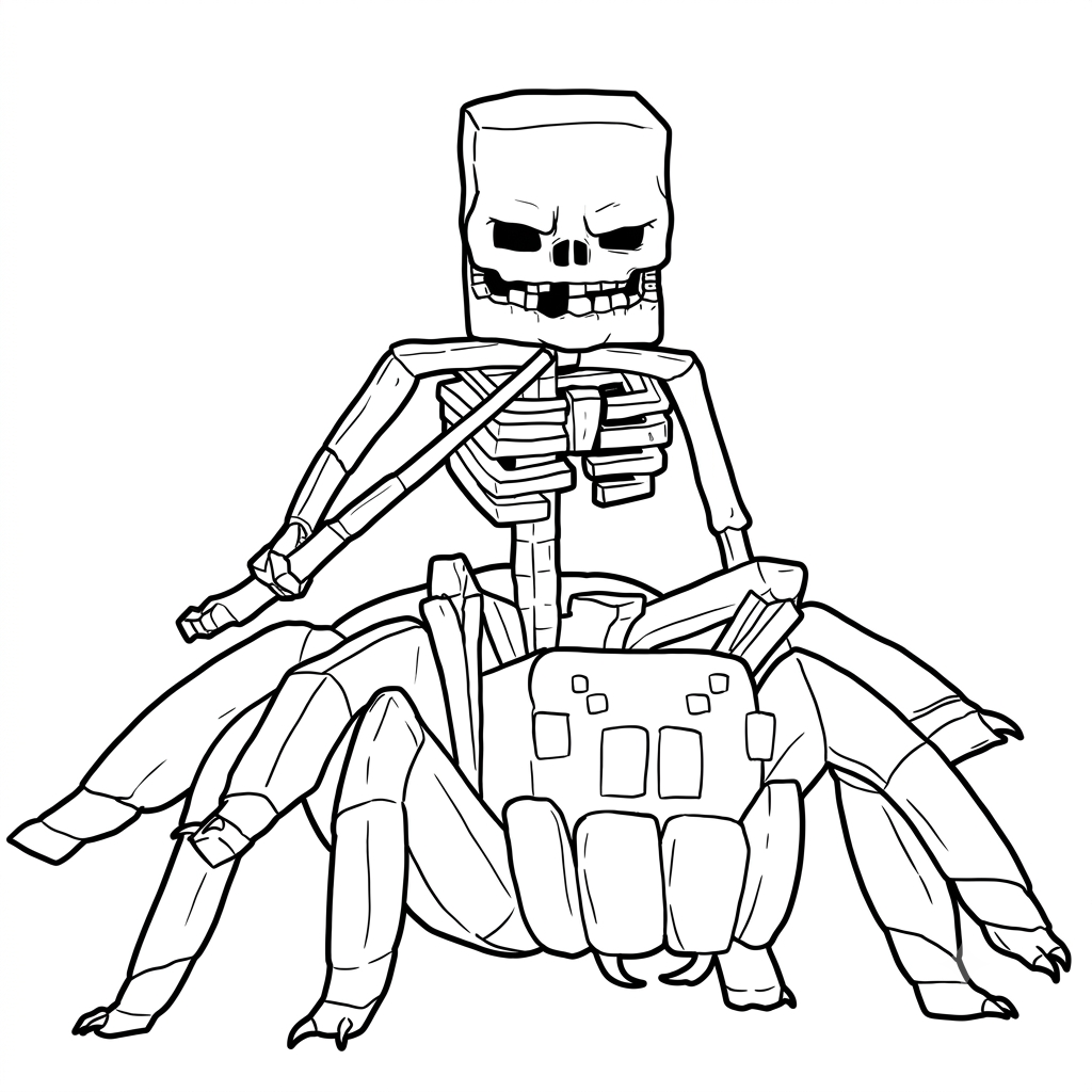 páginas para colorear para Spider Jockey Minecraft