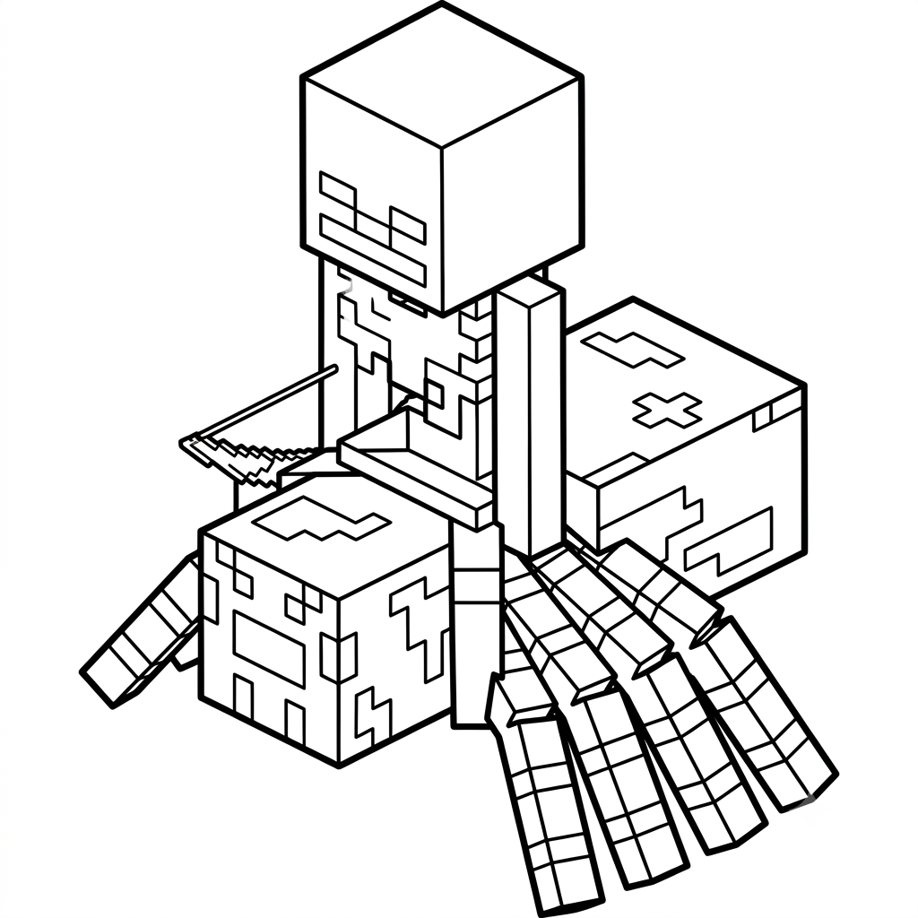 Spider Jockey Minecraft páginas para colorear para imprimir gratis