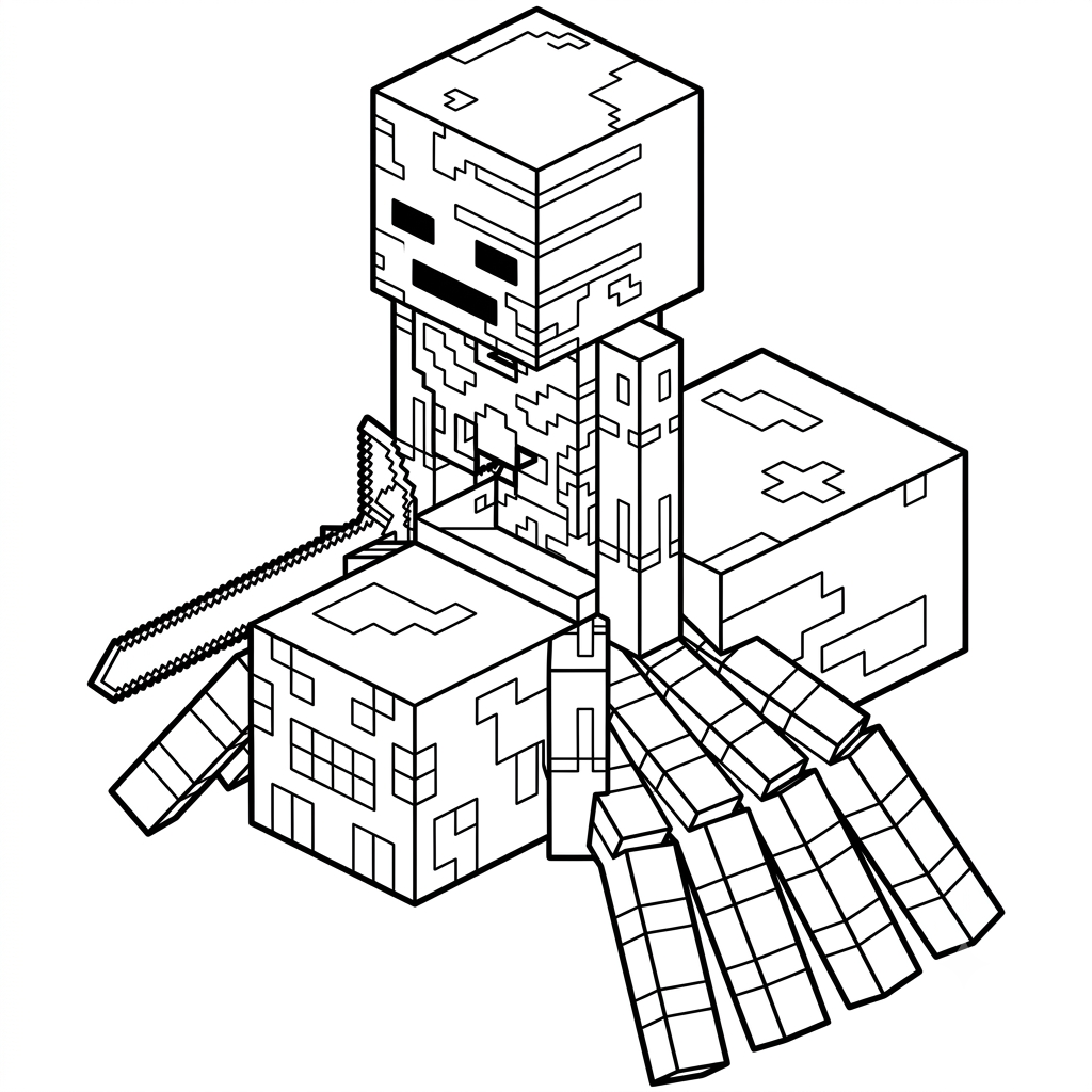 páginas para colorear Spider Jockey Minecraft