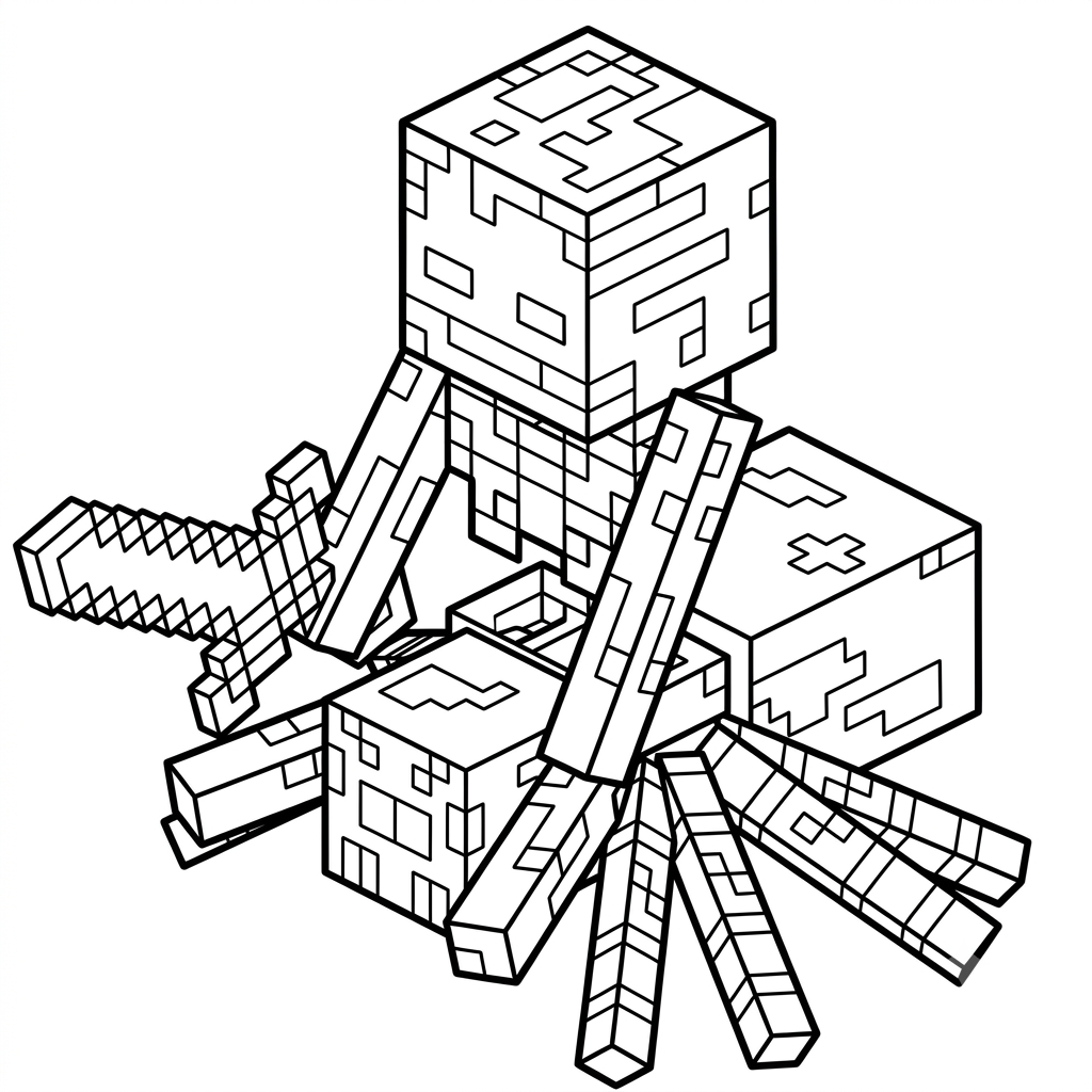 páginas para colorear gratis Spider Jockey Minecraft pdf