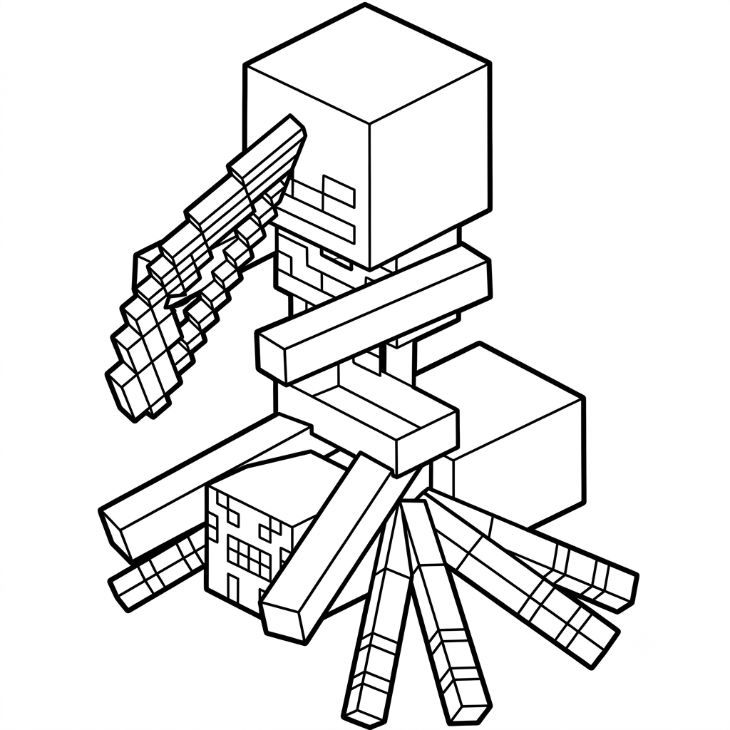 páginas para colorear gratis para adultos Spider Jockey Minecraft