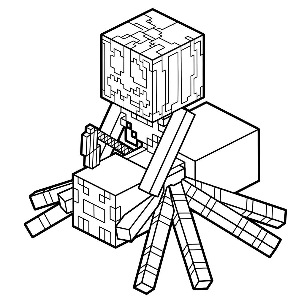 Spider Jockey Minecraft páginas para colorear