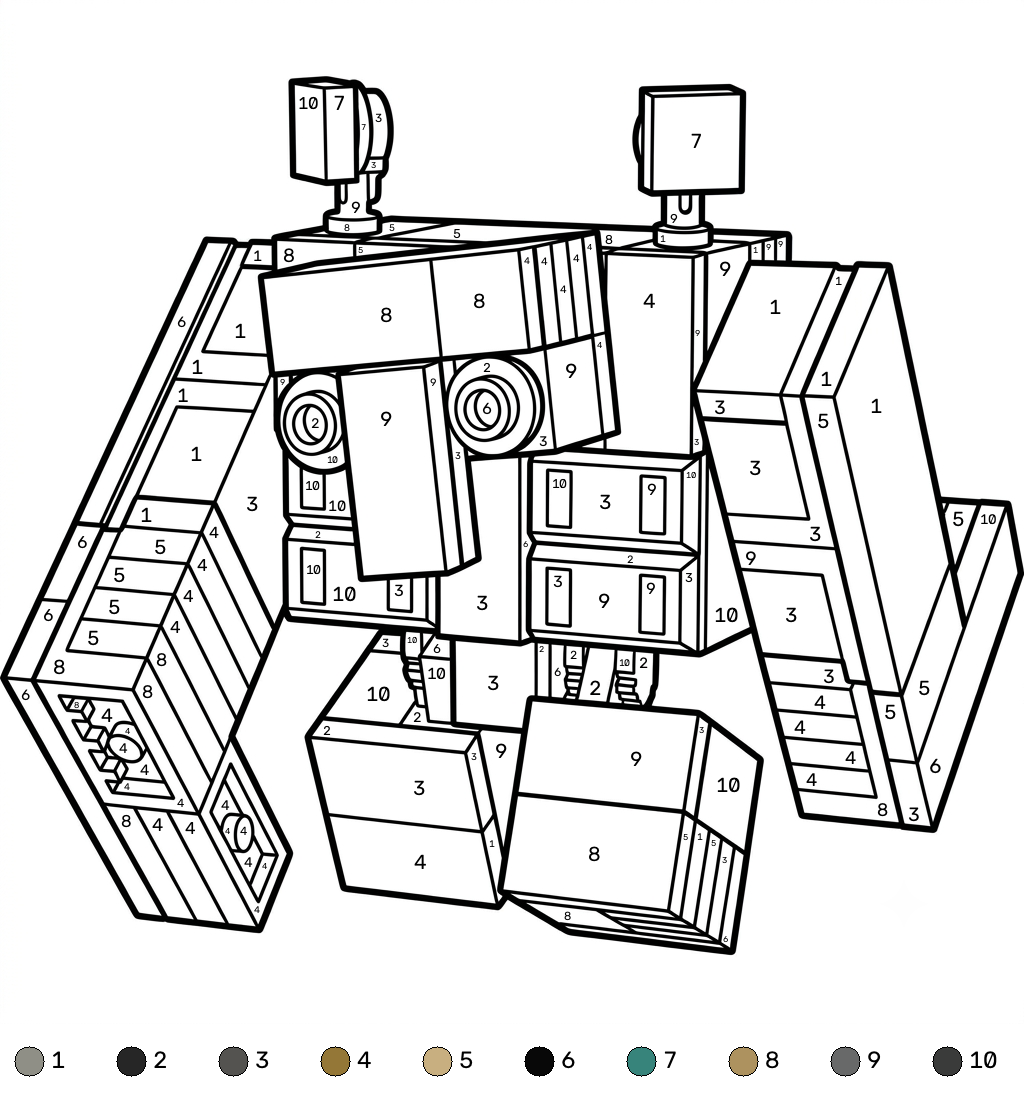 Squall Golem Minecraft 20 páginas para colorear para niños Squall Golem Minecraft coloring by numbers
