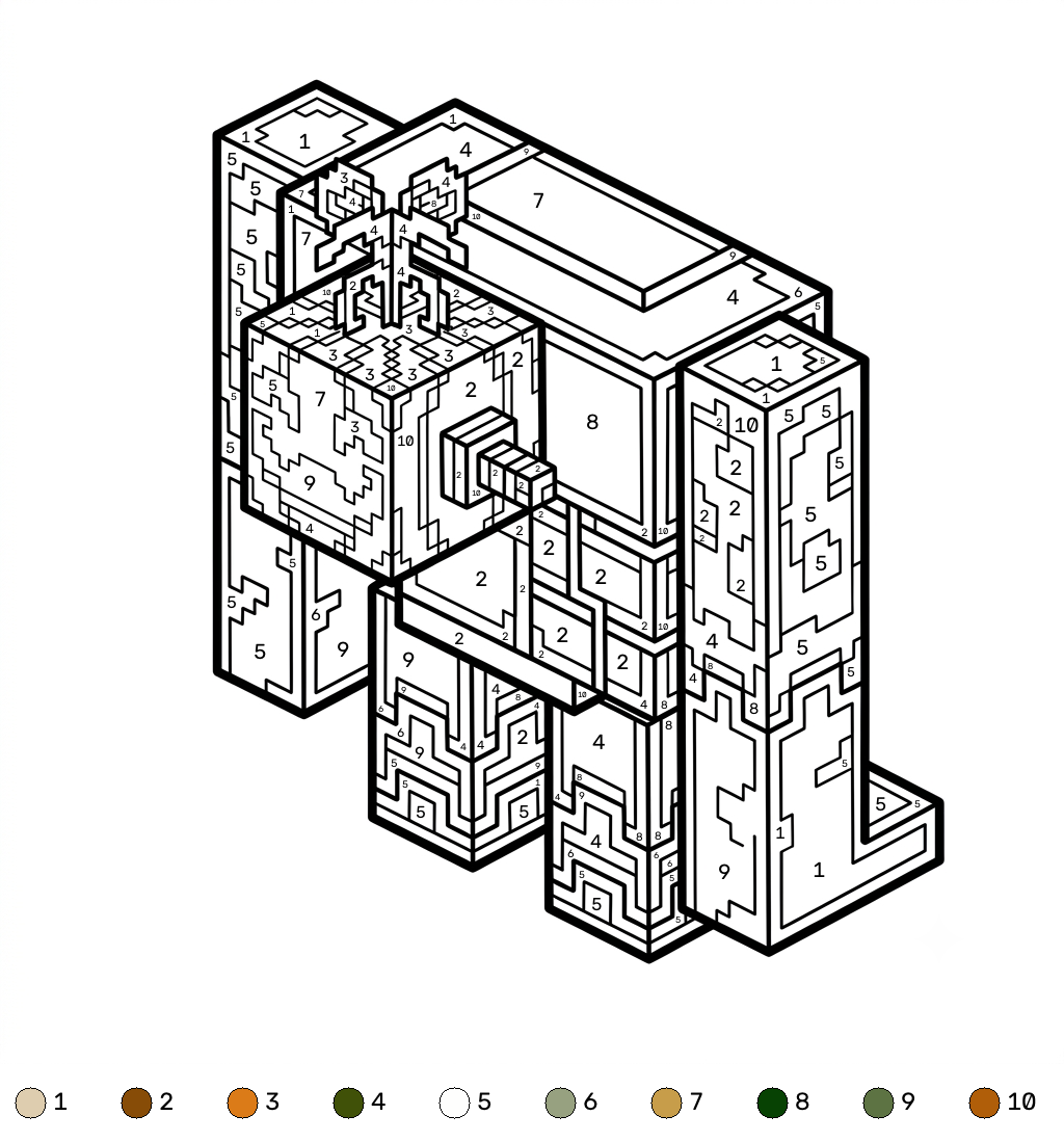 Squall Golem Minecraft 16 Squall Golem Minecraft coloring by numbers páginas para colorear gratis