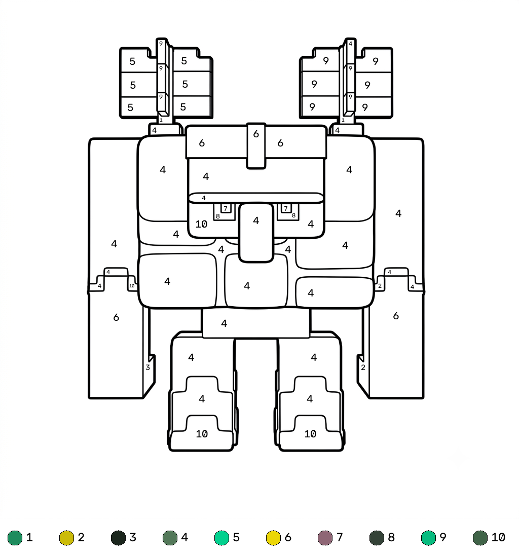Squall Golem Minecraft 14 dibujos para colorear grinch Squall Golem Minecraft coloring by numbers