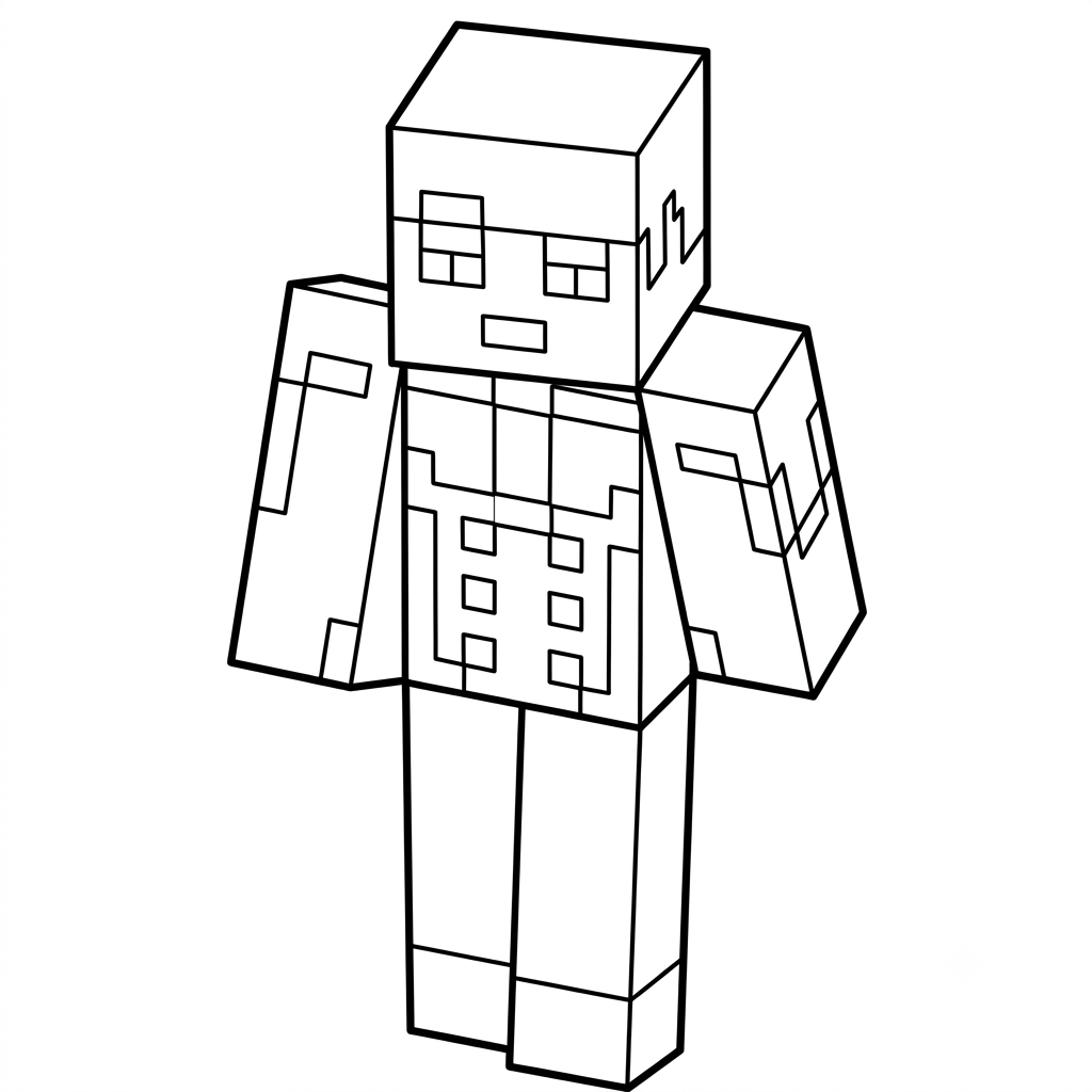 Strong Man Minecraft páginas para colorear fáciles