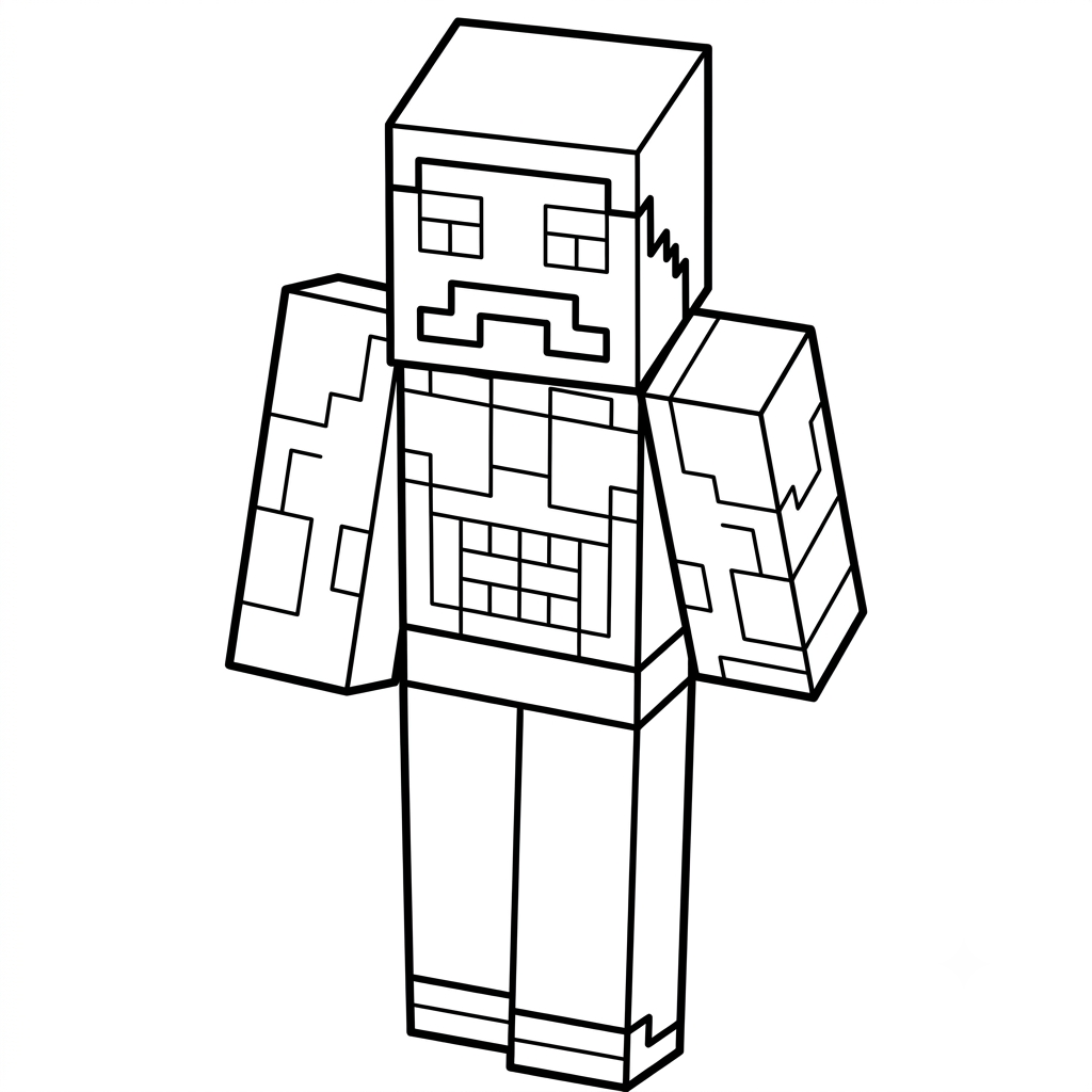 Strong Man Minecraft páginas para colorear fáciles 1