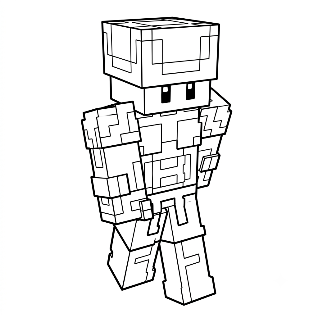 páginas para colorear de árboles Strong Man Minecraft gratis
