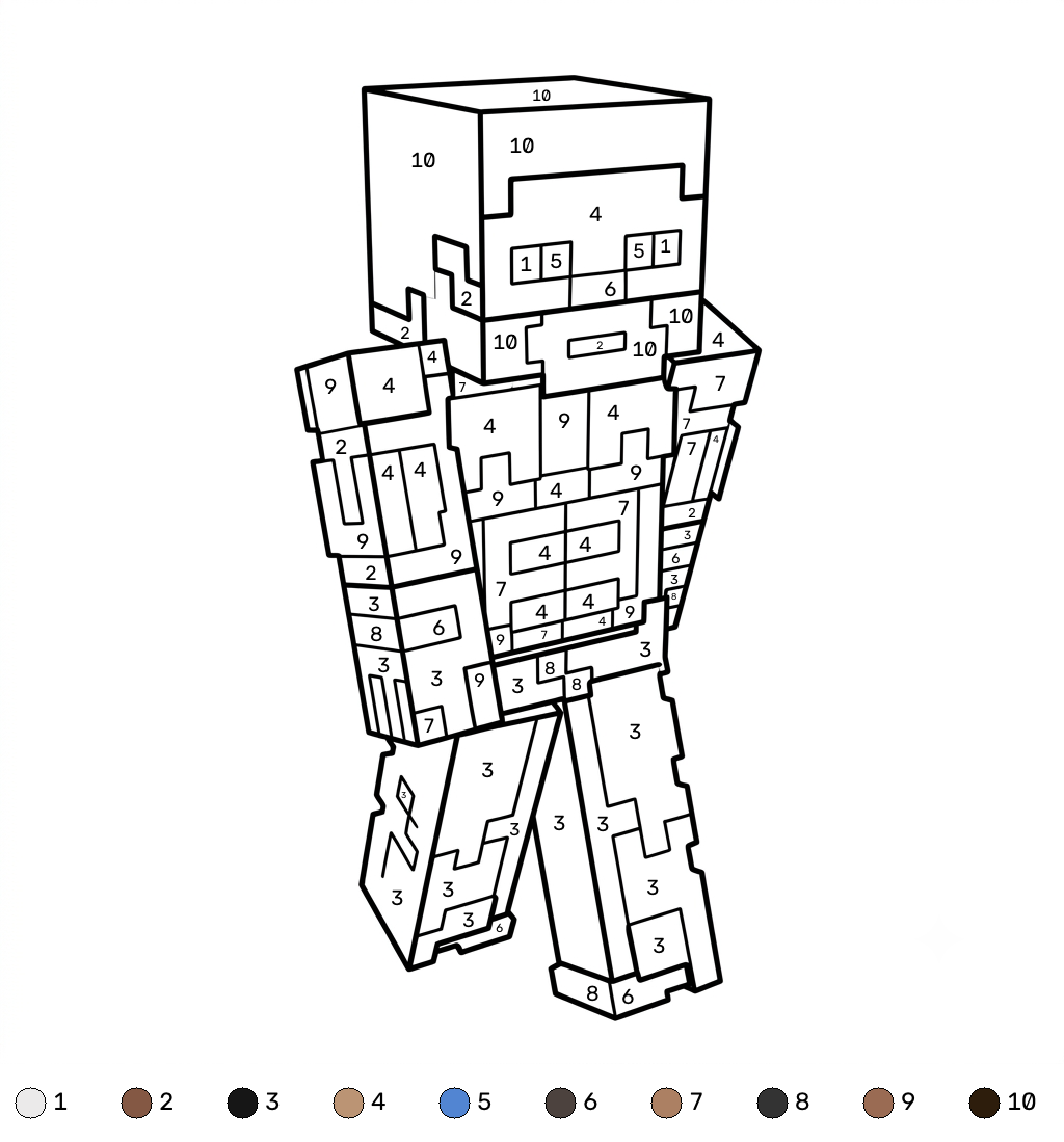 páginas para colorear imprimibles gratis Strong Man Minecraft coloring by numbers